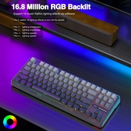 AULA F87 F87pro Grey Wood Switch V4 87Keys Customized Tri-Mode Mechanical Keyboard RGB Hot-Swap Wire