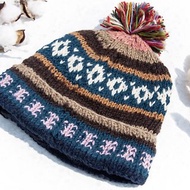 手工編織純羊毛帽/針織編織帽/內刷毛手織毛帽/毛線帽-焦糖咖啡色