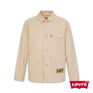 Levis 男款 多口袋工裝牛仔外套 個性LOGO布章 / 米黃 熱賣單品