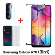 3 in 1 Samsung Galaxy A70 / A50 / A30 / A20 / A10 Full Screen Tempered Film + Back Film + Lens Film