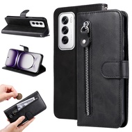 Xicci Cho Oppo RENO 12 5G/Reno 12Pro 5G/Reno 12F 5G vỏ điện thoại ví có khóa kéo Túi khe đựng thẻ Lậ