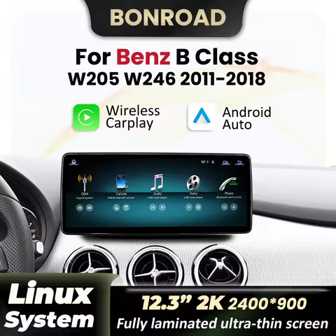 12.3" 2K Wireless CarPlay Andorid Auto For Mercedes Benz B Class W245 W246 2011-2018 Car Screen Radi