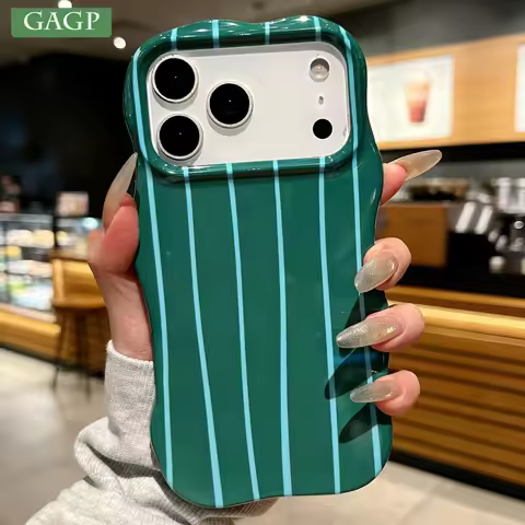 Fashion 2in1 Color Collision Irregular Striped Wave Edge Phone Case for iPhone 17 Pro Max 14 13 15 1