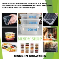 750 MICROWAVE DISPOSABLE PLASTIC RECTANGULAR FOOD CONTAINER WITH LID / TAKE AWAY CONTAINER /BEKAS CO