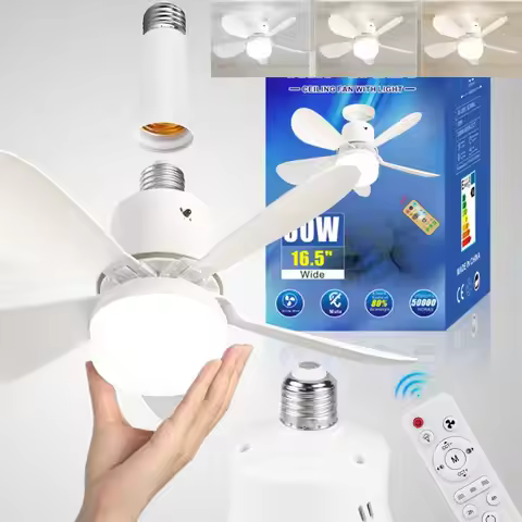 40W Ceiling Socket Fan Lamp RGB Dimmable Ceiling Fanlight Stepless Dimming E26/E27 Ceiling Fan with