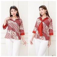 Atasan Batik Wanita Merah 17 Agustus / Seragam Baju Batik Wanita Kerja