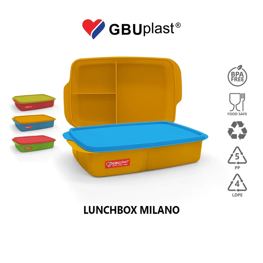 Kotak Makan Lunch Box Milano GBU 3 Sekat Tempat Bekal GBU Plast - Kitchenware