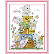 Joy Sunday Stamped Cross Stitch Ktis DMC Threads Chinese Cross Stitch Set DIY Needlework Embroidery Kit-Rabbit Journey