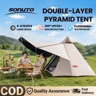 Sonuto Ready Stock |Khemah Piramid  Black Coating Pyramid Teepee  Tent Indian Style Glamping Outdoor