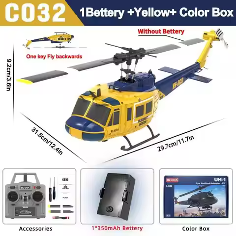 C032 RC Helicopter UH-1 2.4G 6CH Altitude Hold Optical Flow Brushless Remote Control Helicopter Toys