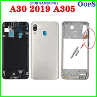 Back Housing Middle Frame For Samsung A30 A305 A305F LCD Front Middle Frame &amp; Back Battery Cover On Off Volume Buttons