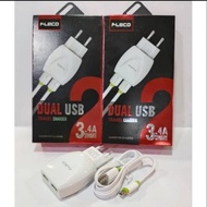 Fleco F221 auto ID Fast Charging Charger + 2-USB micro Cable