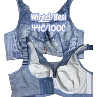 44C 44D Besi Bra Span Cotton Nipis Wired Lace Bra Lembut