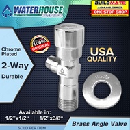 WATERHOUSE by POWERHOUSE 2 Way Brass Angle Valve in Chrome Plated Body 1/2" X 1/2" / 1/2" X 3/8" BUILDMATE - PHWH