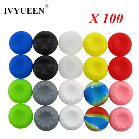 IVYUEEN 100 Pcs Silicone Analog Thumb Stick Grips for PS5 PS4 PS3 for Xbox One Series Elite S X Cont