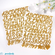 JENNIFERDZ 5 Sheets Alphabet Big Letter Stickers, Self Adhesive English Letter a-Z Glitter Letter St