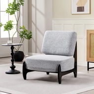 Lamb Velvet Lounge Chair Solid Wood Alpaca Single Sofa Leisure Cozy Sofa Chair Upholstered Accent Ch