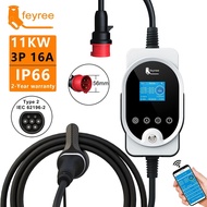 Feyree 11KW 7.6KW 32A Type2ในที่ชาร์จอีวี22KW รถยนต์ไฟฟ้าแท่นชาร์จ Wallbox เครื่องชาร์ต EV การแต่งตั