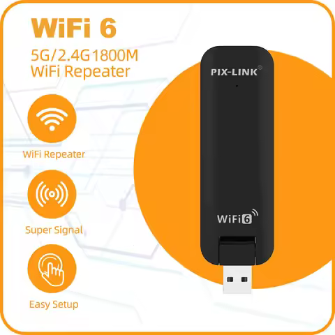 PIX-LINK UE08AX Wi-Fi 6 USB Range Extender, 1800Mbps Wireless WiFi Booster Repeater, AX1800 Dual Ban