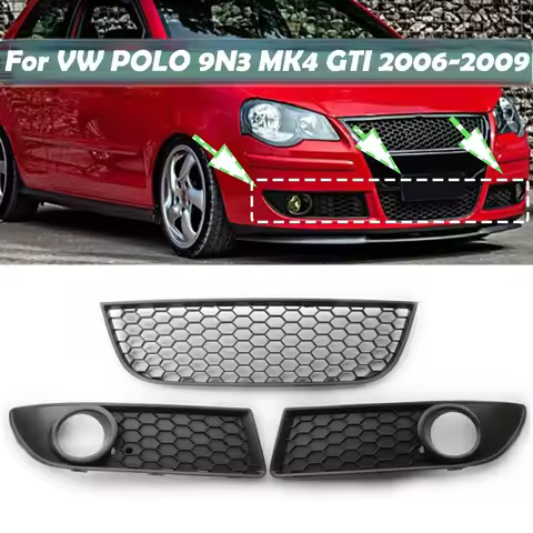 1 Pair Car Front Bumper Lower Fog Light Vent Grille Grill Cover Case Fit For VW POLO-GTI 2006 2007 2