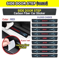 Side Door Step Carbon Fiber Car Sticker RED  Colour: SAGA / EXORA / IRIZ / PERSONA / X50 / X70 / WIRA / WAJA / PROTON