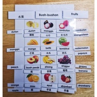 Montessori Toddles Busy book hard copy fruits buah-buahan水果 456years kids 3 languages laminated pres