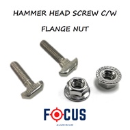 HAMMER HEAD SCREW PROFILE SLOT SCREW C/W FLANGE NUT FOR ALUMINIUM PROFILE 4040 4080 4545 4590