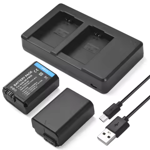 Camera NP-FW50 Battery & Charger Kit 7.4V 1130mAh for Sony ZV-E10/Alpha a6500/a6300/a6000/a7s/a7/a7s