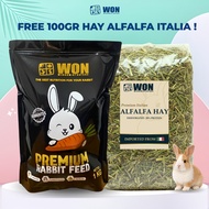 WON Premium Rabbit Pellet Bundling Package 1kg + Alfalfa Hay WONITALIA 1kg | Rabbit Food | Hay Alfal