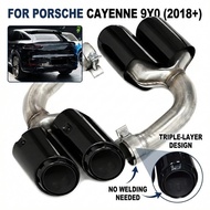 Upgraded Quad Exhaust Tips for Porsche Cayenne 9Y0 2018-2024 Square To Quad Conversion Muffler Tailp