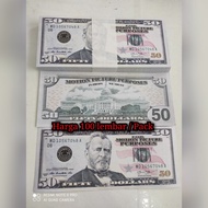 uang mainan dolar / dollar amerika isi 100 / uang seserahan / mahar - $ 50 dollar