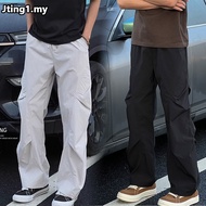 Ready Stock Light Gray Seluar Cargo Lelaki Solid Color Seluar Baggy Lelaki Black Sweatpants Seluar T