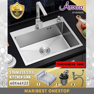 AT-6046SS Sink Bowl Single Bowl Sinki Dapur Kitchen Sink Combo Top Mounted Stainless Steel 304 Mater