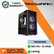 Flexi tech TECWARE NEO M3+ TG ARGB MATX CASE W/ 3 X 120MM ARGB FANS + ADAPTOR - BLACK