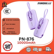 [3C CERTIFIED] Pineng PN 876 PD (10000mAh) Mini Powerbank 22.5W , BUILT-IN CABLE TYPE- C & LIGHTNING