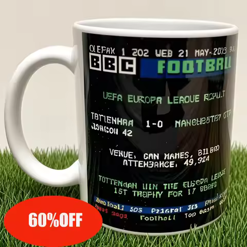 Tottenham Hotspur’s Victory Retro Personalised Ceefax Vintage Coffee Mug Drinkware Customizable Desi