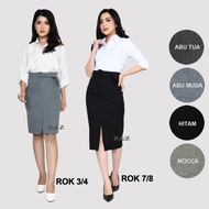 RZ Rok span hitam kerja kantor pendek selutut wanita dewasa polos jumbo model terbaru 2022 kekinian 