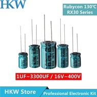 10Pcs/Lot Rubycon RX30 Series 130 ℃ DEC Degree Electrolytic Capacitor 16V 25V 35V 50V 63V 100V 400V 10UF 47UF 220UF 330UF 470UF