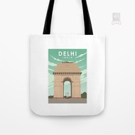 Delhi India Vintage Retro Canvas Tote Bag