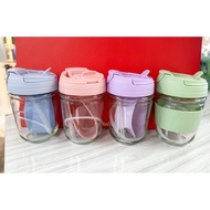 Ready Stock ✦Colourfull Macaroon Thumbler Glass Cup With Straw 500ML