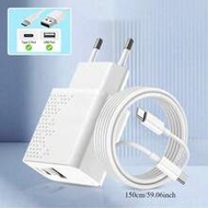 40W PD USB-C Fast Charger, Dual USB + Type-C Wall Charger, Includes 1.5M C To C Charging Cable, Comp