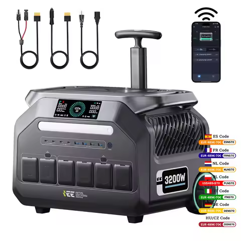 IEE 2400W 3200W Portable Power Station 64000Ah LiFePO4 2048Wh Life Battery AC V Output Trolley for R