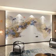 8d New Chinese Style TV Background Wallpaper Light Luxury Abstract Landscape Living Room Decoration 