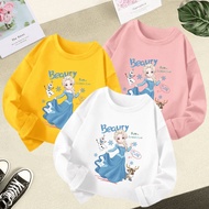 3-12 Years Old  Cartoon Girl Printed Girl Long Sleeve T-shirt Cute Casual Kids Top Round Neck Soft B