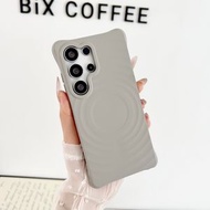 三星大波漾磁吸適用三星Galaxy S23 Ultra手機殼簡約Galaxy S24 Ultra新款防摔三星Galaxy S25 Plus保護套Galaxy S24 Plus創意高級感-淺灰殼 三星