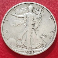 Uang Koin Perak Kuno Half Dollar Walking Liberty Amerika 1920 Rare
