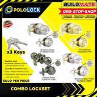 BUILDMATE Pololock Combo Lockset Single Deadbolt Lock +Cylindrical Entrance Lock Doorknob PL88026-01