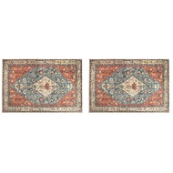 2X Distressed Entryway Rug Doormat Bohemian Faux Wool Floor Carpet for Indoor Front Entrance Kitchen
