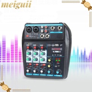 MEIGUII Audio Mixer, 4-Channel Bluetooth DJ Console Mixer, with 48V Phantom Power Monitor Karaoke Sy