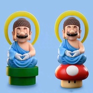 Buddha Plumber Statue GK Decoration Super Mario Figure Buddha Mario Desktop Decoration Figure